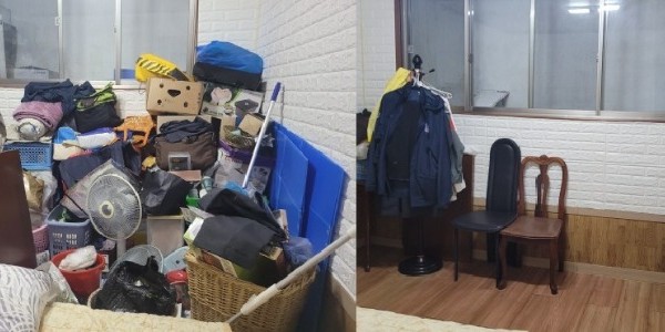 4. 용인시가 주거환경이 열악한 취약계층을 위해 _주거안정 토탈케어 안전한 우리집 사업_을 진행한다. 사진은 지난해 지원한 가구의 청소 전과 후 모습.jpg