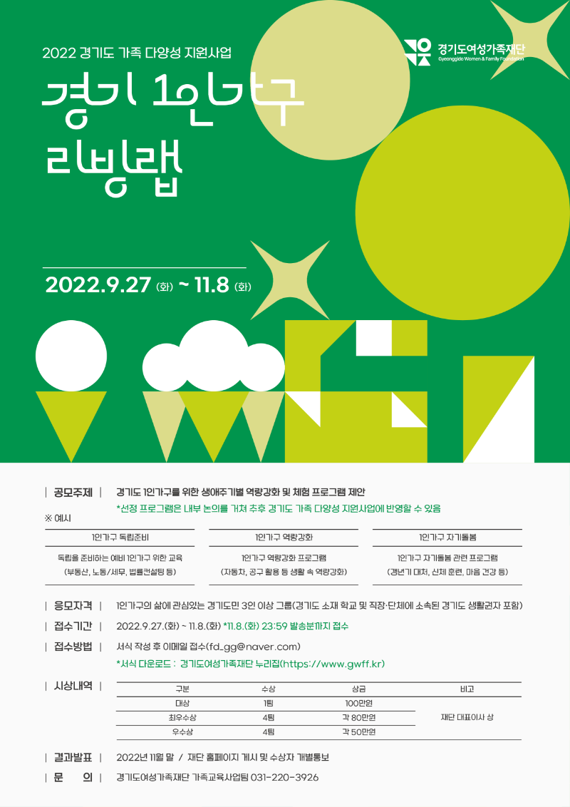 1인가구 지원 위한 ‘1인가구 리빙랩’ 공모전 포스터.png