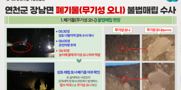 연천에서 덤프트럭 63대분 폐기물 불법매립 적발.png