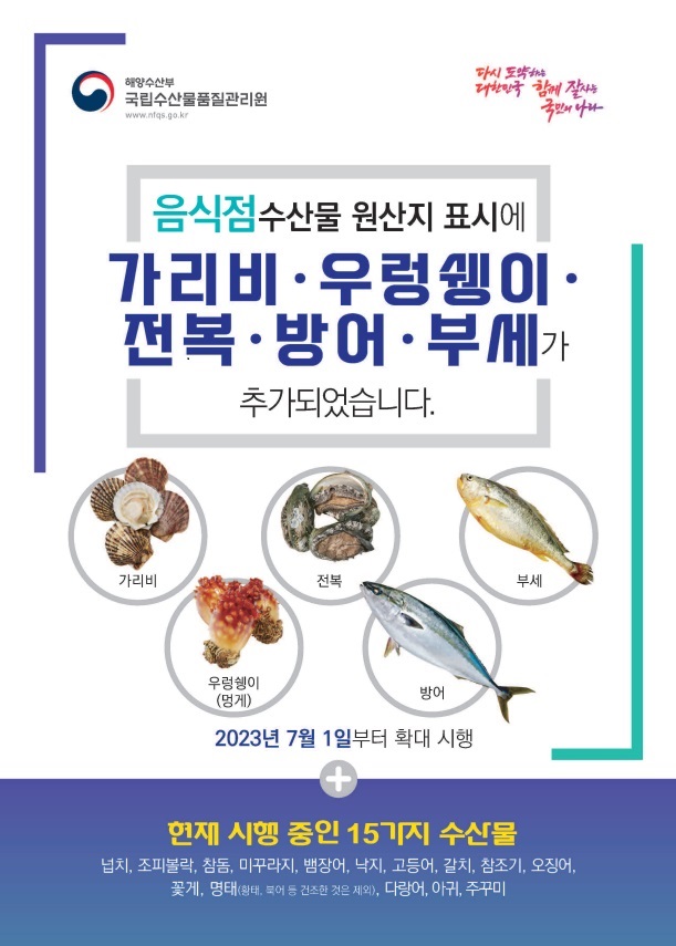 1. 용인특례시가 내달부터 음식점 수산물 원산지표시 의무를 20종으로 확대한다. 사진은 수산물 원산지표시 리플릿..jpg