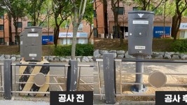 5. 기흥구가 동백동 호수마을자연앤데시앙 삼거리 등 38곳의 노후한 교통신호제어기를 교체했다. 구형 콘크리트 좌대(사진 왼쪽)를 쓰고 있는 4곳은 신형 철주 좌대(오른쪽)로 바꿨다..jpg