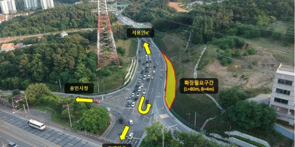 1. 용인특례시가 삼가교차로 서용인IC 방면 U턴 차로를 확장할 계획이다..jpg