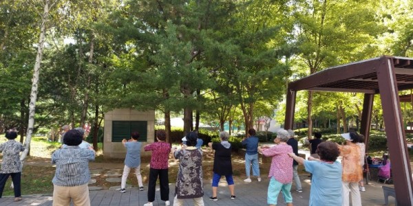 4. 수지구가 기체조 교실을 운영한다. 상현공원에서 기체조 교실이 열리고 있다..jpeg