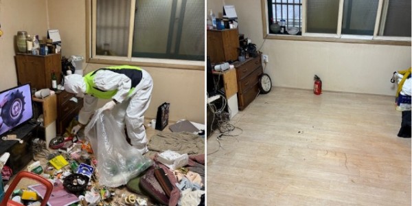 9. 풍덕천1동 지역사회보장협의체가 장애인 가구 주거환경 개선에 나섰다. 사진은 청소 전후의 모습.jpg