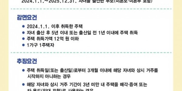4. 용인특례시 기흥구가 제작한 출산가구 주택 취득세 감면 안내 포스터.JPG