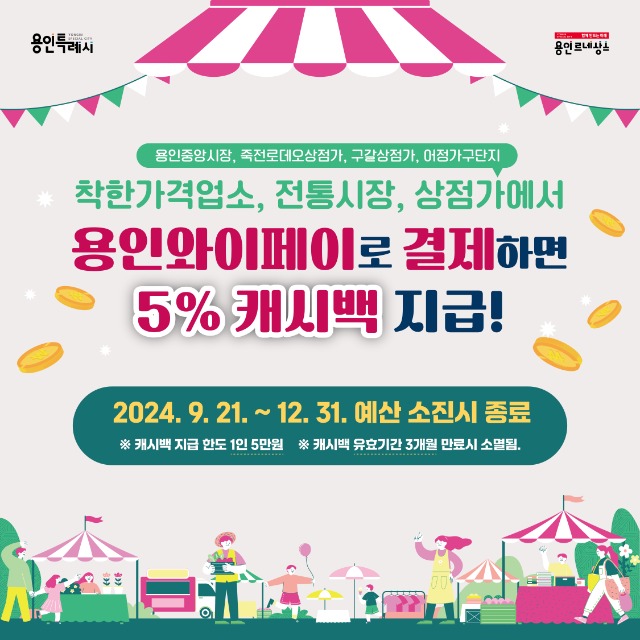 3. 전통시장, 상점가 이용시 용인와이페이 추가 캐시백 5% 지급 홍보 배너.jpg