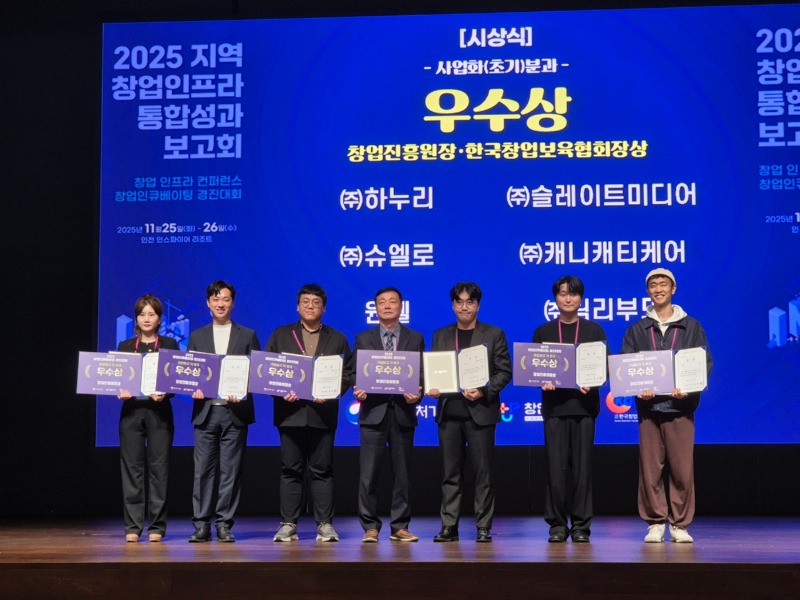 (사진) 용인 1인창조기업 지원센터 입주기업 '원웰', 2025년 창업 인큐베이팅 경진대회 우수상 수상(왼쪽에서 두번째, 박소웅 대표).jpg