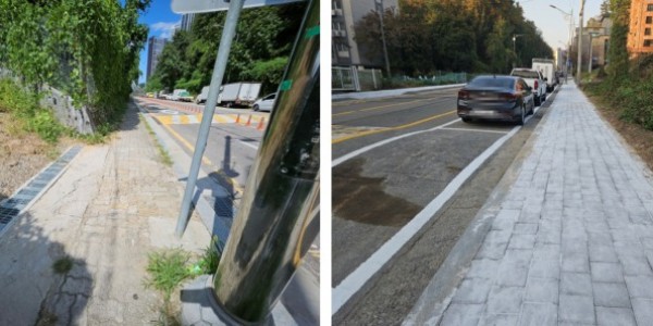 4. 용인특례시 모현읍이 외대로 25번길 보행환경을 개선했다. 사진은 개선전(왼쪽)과 개선후(오른쪽) 모습.jpg