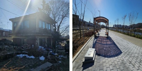 2. 노후한 시설(사진 왼쪽)을 철거하고 새롭게 시민을 위한 수변공간(사진 오른쪽)으로 재탄생한 세심정 주변의 모습..jpg