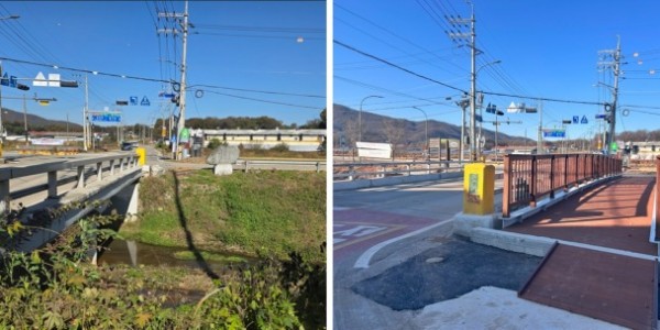 9. 용인특례시 처인구가 백암면 장평교 인도교를 설치했다. 사진은 설치 전(왼쪽)과 설치 후(오른쪽) 모습.jpg