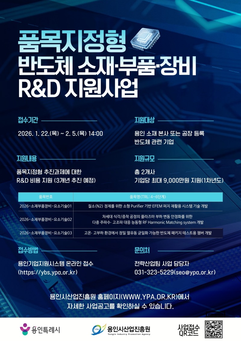 (사진) 용인시산업진흥원 품목지정형 반도체 소재부품장비 R&D 지원사업 홍보포스터.jpg